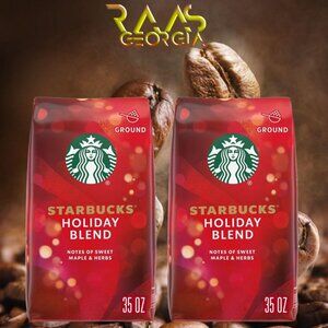 2 Packs Starbucks Holiday Blend Ground Coffee Medium Roast 35 Oz/each
